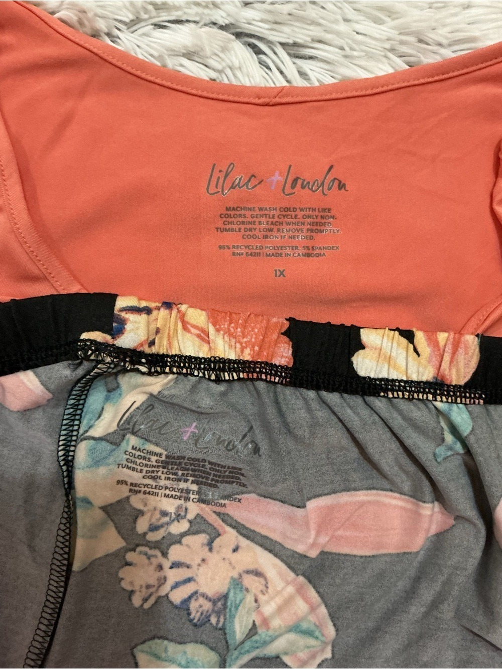 Lilac + London Coral Floral Pajama Lounge Set Size 1X NWT - Picture 6 of 14